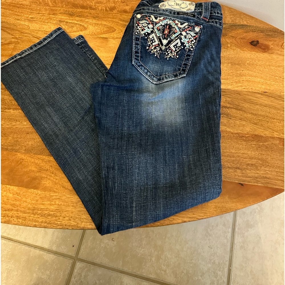 Miss Me Mid-rise easy crop  Aztec denim jeans sz 29